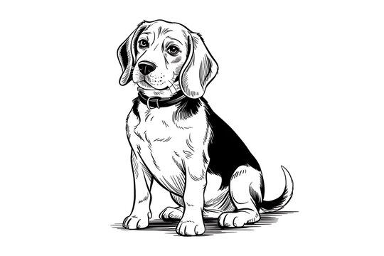 Cute beagle puppy sitting relaxed