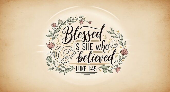 Inspiring floral typography of faith with decorative leaves and script