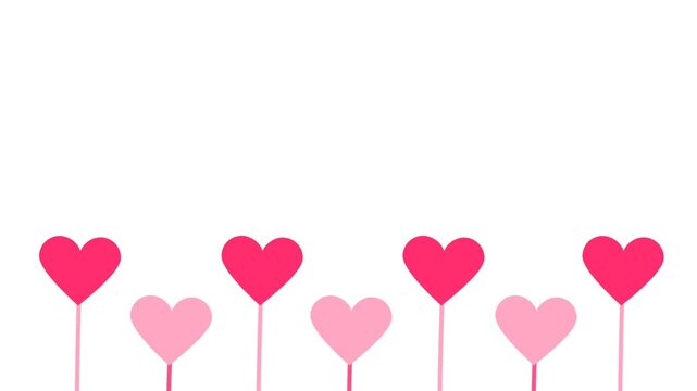 Pink and Red Heart Shapes on White Background for Valentines Day.