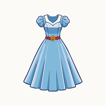 blue dress with red belt Madison Off the Shoulder Dress