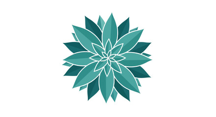 Obraz premium Geometric Succulent Plant Bloom, Teal Blue Green Petals, Isolated White Background