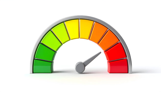 Colorful Gauge Meter Indicating Performance Level.