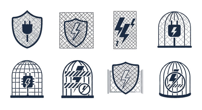 Industrial Electricity Safety Symbols and Protection Icons