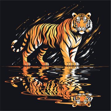 Vibrant Tiger Reflection

