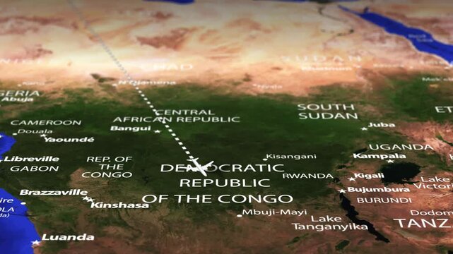 Flight From Paris FRANCE to Mbabane Eswatini with flag pins