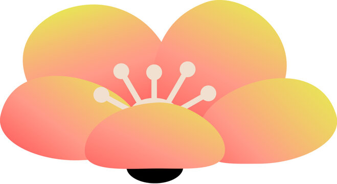 Gradient plum blossom design element