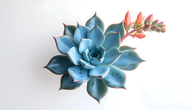 Stunning Blue Echeveria Succulent Plant with Delicate Flower Stalk.