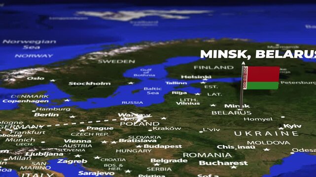Flight From Paris FRANCE to Minsk BELARUS with flag pins