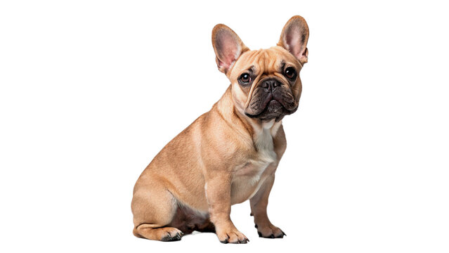 French bulldog puppy standing and looking at camera isolated on transparent background  