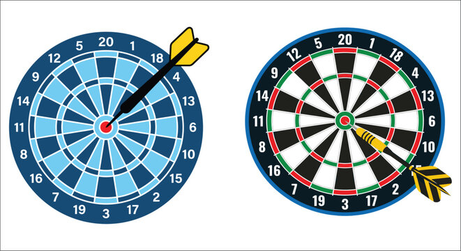 dartboard with dart vector illustration blue and black color scheme high quality professional