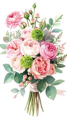 Fototapeta premium Beautiful bouquet of pink roses flowers.