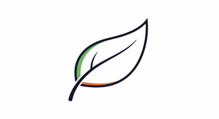 Fototapeta premium Simple line drawing of a leaf with green and orange accents