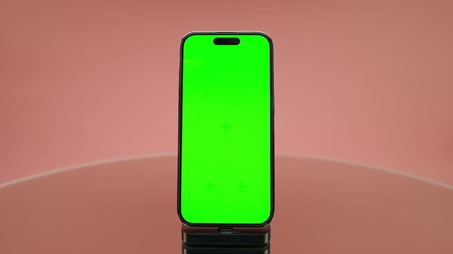 Green Screen Smartphone Pack Shot Reveal with Copy Space on Pink