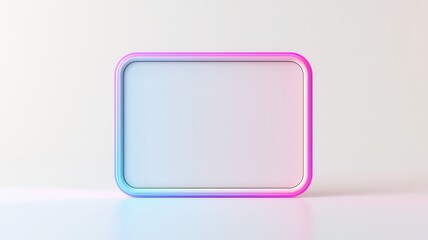 Fototapeta premium Blank square frame with smooth rounded edges, glowing neon gradient outline presenting copy for content space digital