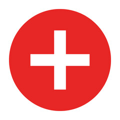 Obraz premium Medical Cross Symbol Red Circle Icon for Healthcare Services and Emergency First Aid Assistance