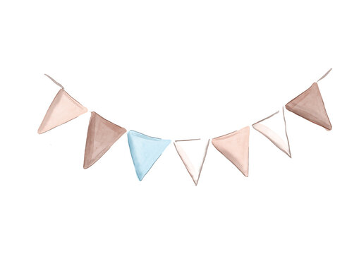 Bunting garland. Hand drawn watercolor illustration