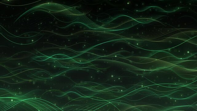 グリーンの光ウェーブのアブストラクト　全面　ループ
