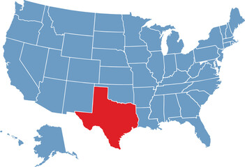 Fototapeta premium SA map with divided states including Hawaii and Alaska, with separate layer for each state