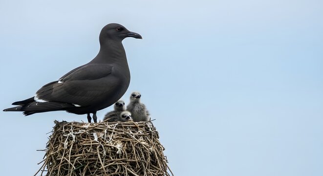 pigeon on a rock with baby