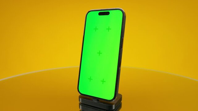 Smartphone Green Screen Pack Shot on Yellow