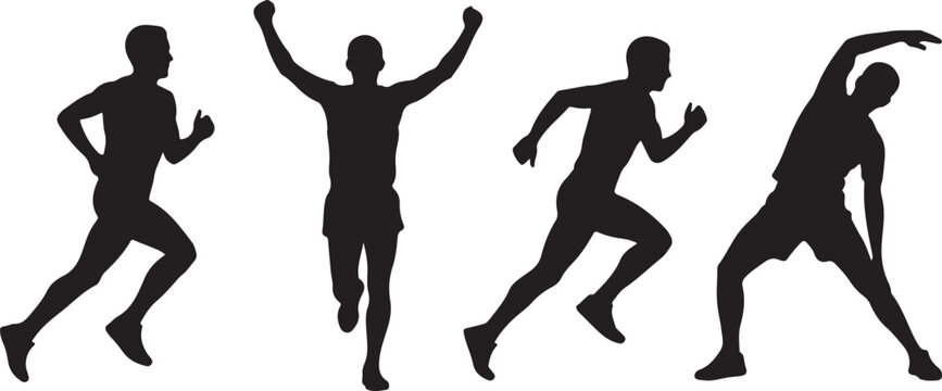 Marathon Runner Silhouette Vector for Fitness Concept Isolated on White Background