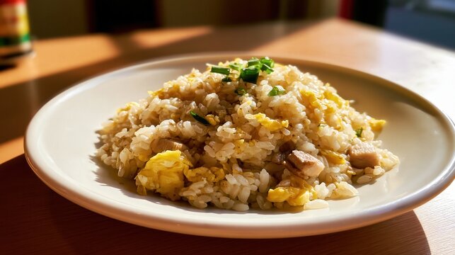 Japanese chahan fried rice with vegetables