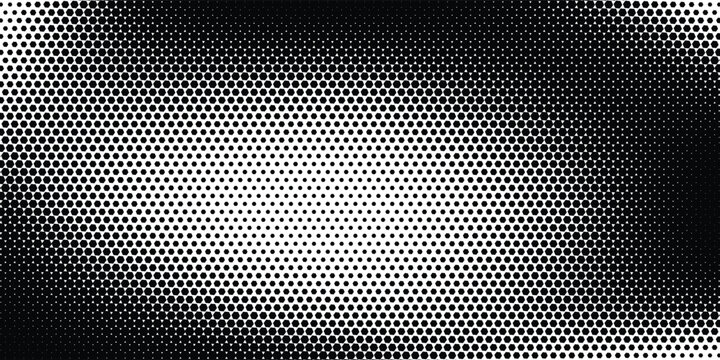 Abstract geometric black and white deco art halftone hexagone  and triangle print pattern