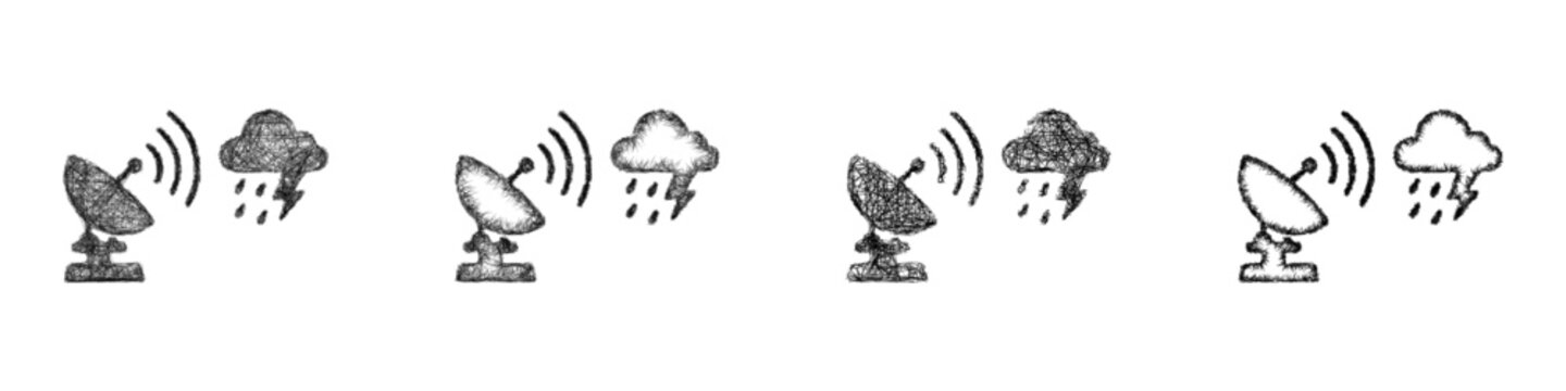 Sketch weather radar icon design set
