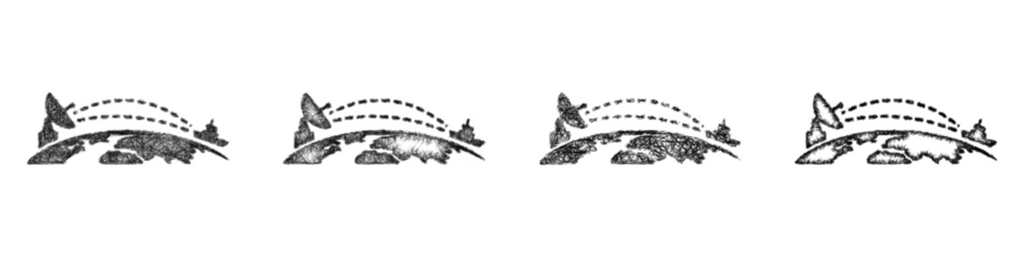 Sketch over the horizon radar icon design set