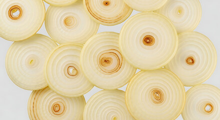 Obraz premium Freshly sliced apples arranged in a circular pattern