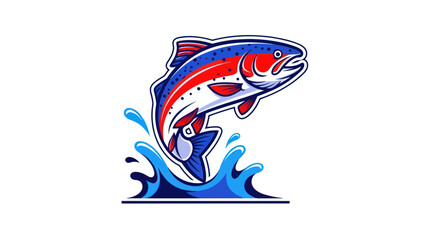 Jumping Rainbow Trout Fish Illustration © Duren