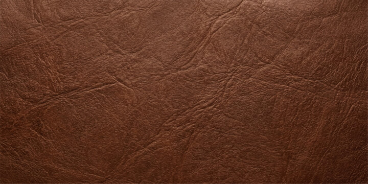 A detailed macro shot shows the rich texture and warm tones of a piece of brown leather, which is presented as a high-quality surface. for background, web, ui, branding, design