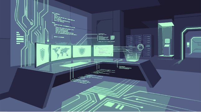 High Tech Cybersecurity Command Center
