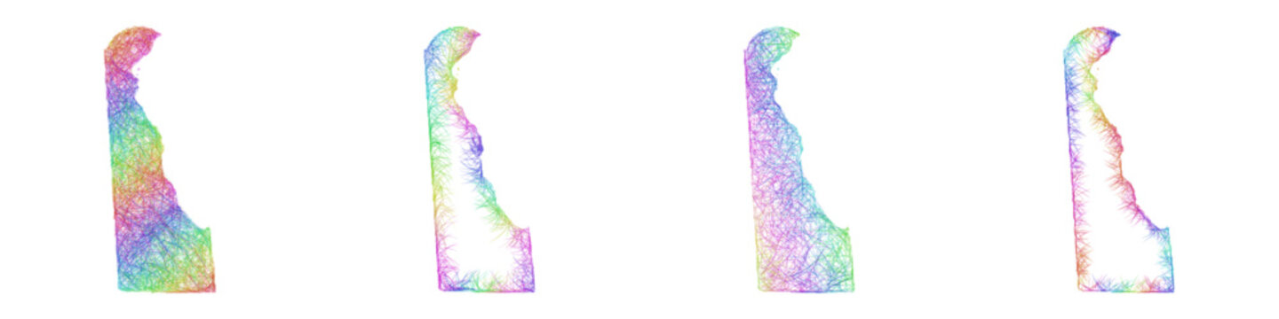 Colorful sketch Delaware map design set