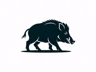 Obraz premium Wild boar silhouette icon for wildlife and nature designs, minimalist vector