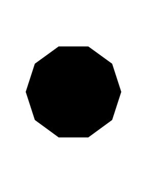 A bold black decagon graphic, embodying foundational geometry and minimalist principles, serves as a versatile, striking element for modern digital and print media