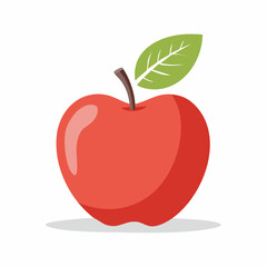 Fototapeta premium Red Apple with Green Leaf