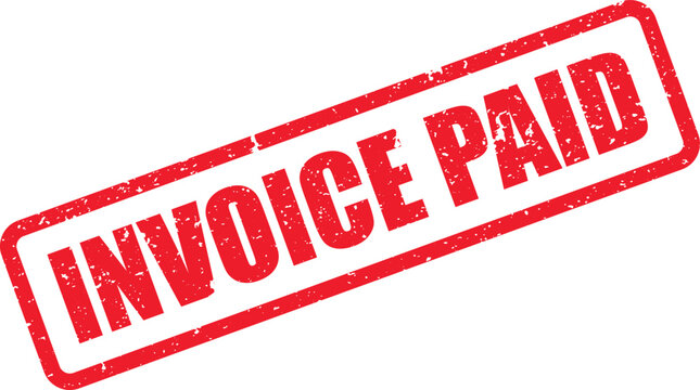Red rubber stamp impression with the text invoice paid isolated on a white background