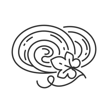 Pumpkin roll linear icon. Delicious vegetarian dessert, autumn season confection thin line customizable illustration. Contour symbol. Vector isolated outline drawing. Editable stroke