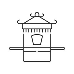 Obraz premium Chinese sedan chair linear icon. Ancient vehicle for transportation. Asian culture. Thin line customizable illustration. Contour symbol. Vector isolated outline drawing. Editable stroke