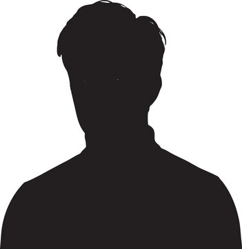 Silhouette portrait of a man with stylish hair, isolated on transparent background, suitable for profile pictures, user avatars, and generic male representation in design projects.