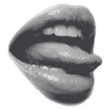 Retro halftone vector illustration of a stylized abstract shape resembling a face with a mustache and goatee halftone illustration abstract