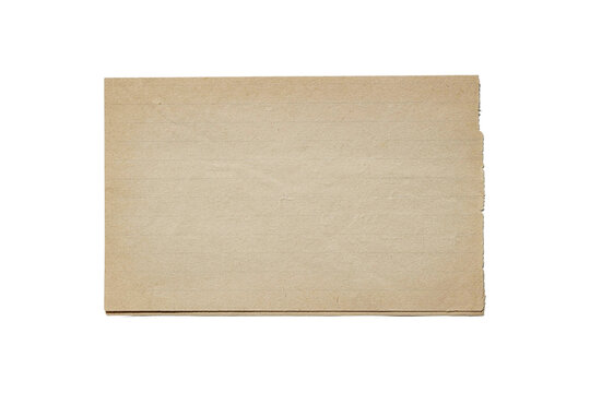 Old Vintage Paper Texture Isolated on White Background, Aged Weathered Lined Sheet Scrap with Torn Edges for Scrapbooking and Graphic Design