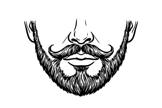 Illustration of a man's face with thick sideburns and beard.