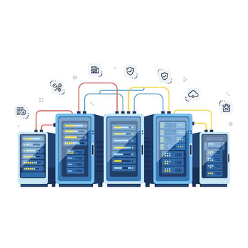 Modern Server Rack Network Connection Data Center Technology