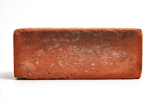 single red clay facing brick on isolated white background