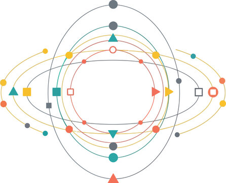 A global social network concept featuring an abstract vector illustration of a circular molecular pattern symbolizing technology and human connection in a modern business community