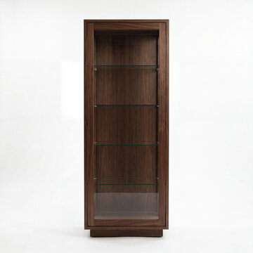 An Empty Award Cabinet Furniture Simple Elegant Design Front View White Background Studio Photography
