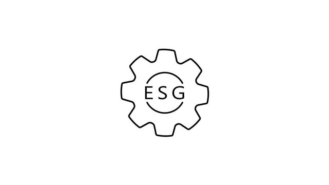 Modern ESG gear icon animation representing environmental social governance system control automation workflow minimal technology interface design concept