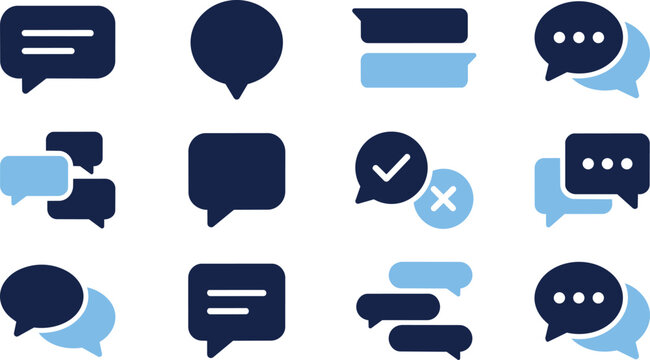 Blue chat speech bubbles in minimalist flat design for digital communication